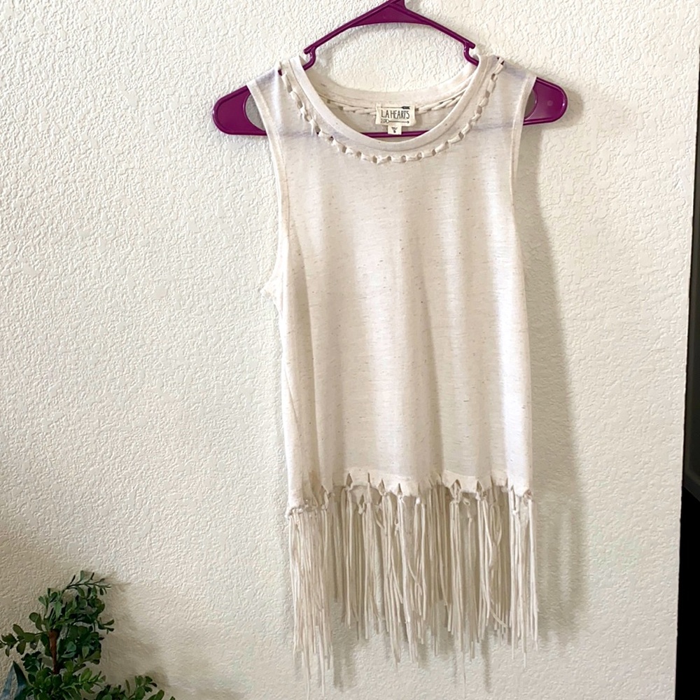 L.A. HEARTS fringe detail tank